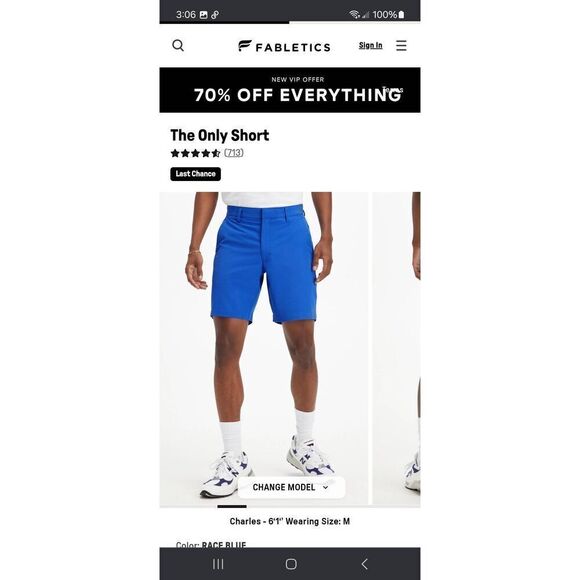 New Large Fabletics Race Blue The Only Shorts Quick Dry Stretch Casual Athletic - Picture 3 of 13